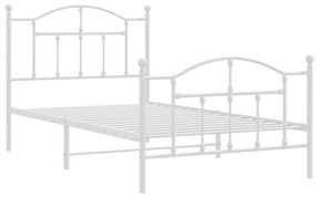 Estrutura de cama com cabeceira e pés 100x190 cm metal branco