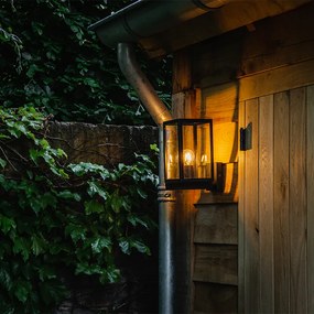 Candeeiro de parede exterior moderno preto com vidro 30 cm - Rotterdam