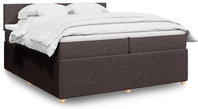 Cama com molas/colchão 200x200 cm tecido castanho-escuro