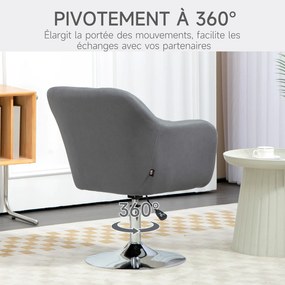 Poltrona de sala com almofadas lombares, altura ajustável, giratória a 360°, com base em metal cinzento escuro
