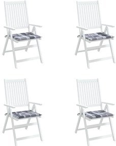 Almofadões cadeiras jardim 4pcs tecido oxford xadrez cinzento