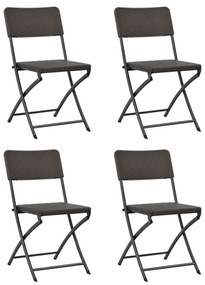 vidaXL Cadeiras de jardim dobráveis 4 pcs PEAD e aço castanho