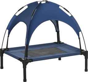 PawHut Cama para animais ao ar livre - cama para cão resistente ao tempo, com dossel, 61 cm x 46 cm x 62 cm, Azul + Preto | Aosom Portugal