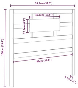Cabeceira de cama 95,5x4x100 cm pinho maciço cinzento