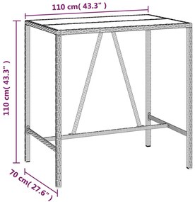 5 pcs conjunto de bar p/ jardim c/ almofadões vime PE preto