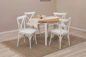 Conjunto de Mesa de Jantar Extensível Oliver – Branco Carvalho – Mesa: