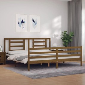 vidaXL Estrutura cama c/ cabeceira 200x200cm maciço castanho-mel