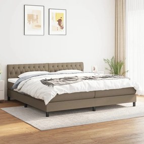 vidaXL Cama com molas/colchão 200x200 cm tecido castanho-acinzentado