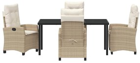 Conjunto de Jantar de Jardim com 5 Peças e Almofadas - Polyrattan Bege