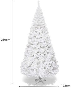 Árvore de Natal de 2,1m com material de PVC de base metálica Árvore de Natal Artificial Árvore de Abeto Artificial Branca