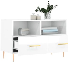 Móvel de TV 80x36x50 cm derivados de madeira branco brilhante