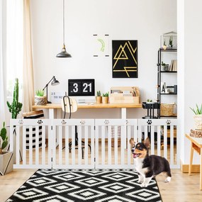 Cerca dobrável de madeira para animais de estimação com 4 painéis com dobradiças flexíveis de 360° para escada de entrada da casa 203 x 60 x 1,5 cm Br
