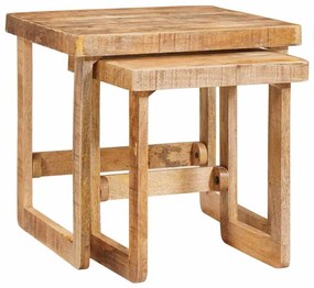 vidaXL Mesas encaixáveis 2 pcs Castanho Madeira de manga maciça