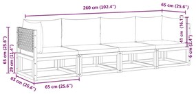 4 pcs conjunto de sofás de jardim com almofadões acácia maciça