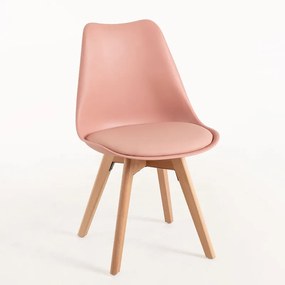 Cadeira Lena com Assento Almofadado - Rosa - Design Nórdico