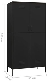 Roupeiro 90x50x180 cm aço preto