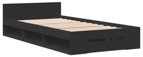 Estrutura cama c/ gaveta 75x190 cm derivados de madeira preto