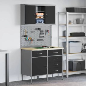 vidaXL Conjunto de Armários de Trabalho com gaveta Manual 5 pcs Preto