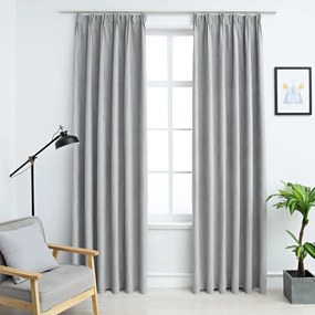 134469 vidaXL Cortinas blackout com ganchos 2 pcs 140x245 cm cinzento