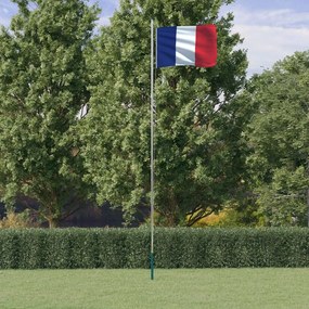 Bandeira da França e mastro 6,23 m alumínio