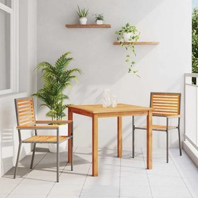 vidaXL Conjunto de Jantar de Jardim 3 Peças Cinza em Rattan e Poliéster com Acácia.