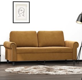 vidaXL Sofá de 2 lugares veludo 140 cm castanho