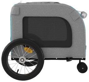 Reboque bicicleta p/ animais tecido oxford/ferro azul/cinza