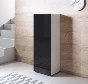 Armário Alto Cerdeira – 40x128 cm – Branco e Preto com Pés – Design Mo