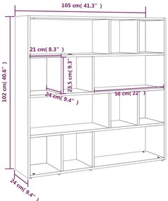 Estante/divisória 105x24x102 cm cinzento sonoma
