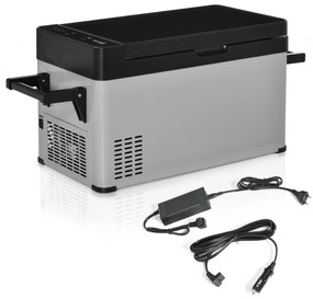 Outsunny Geleira Elétrica de Compressor Portátil 40L Mini Geleira de Carro 12/24V CC com Tela Tátil e Alças Dobráveis para Barco Caminhão 67,2x36x40,5cm Cinza e Preto