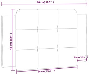 Almofadão de cabeceira 80 cm couro artificial cinzento