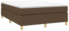 Estrutura de cama sem colchão 140x200 cm tecido castanho-escuro