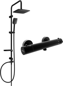 Mexen Kai Sven conjunto de chuveiro de superfície com chuveiro de teto e torneira de chuveiro termostática, preto