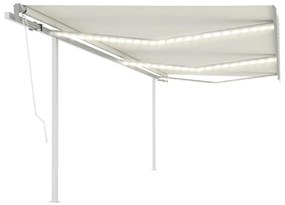 Toldo automático com LED e sensor de vento 6x3 m cor creme