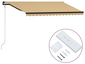 vidaXL Toldo retrátil automático 400x300 cm amarelo e branco