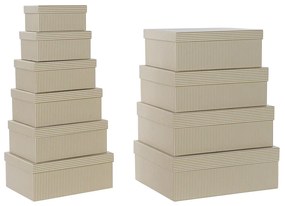 Conjunto de Caixas de Organização Empilháveis Dkd Home Decor Branco Quadrado Cartão Mostarda (43,5 X 33,5 X 15,5 cm)