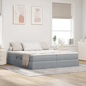 vidaXL Cama com arrumação e colchão Cinzento-claro 200 x 200 cm