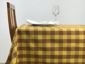 Toalha de mesa Quadrados grandes Amarelo e Castanho