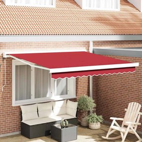 vidaXL Toldo Retrátil Manual Vermelho 300 x 250 cm Tecido e Metal