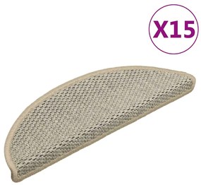 vidaXL Tapetes escada adesivos aspeto sisal 15 pcs verde-claro