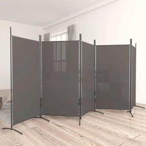 350268 vidaXL Divisória de quarto com 5 painéis 433x180 cm tecido antracite