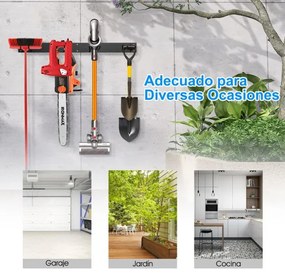 Organizador de ferramentas de jardim Estante metálica de trabalho com 8 ganchos 91 cm Montagem na parede Carga do dispositivo 150 kg