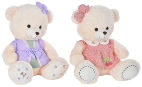 Urso de Peluche Dkd Home Decor Vestido Bege Cor de Rosa Lilás Poliéster Infantil Urso (2 Unidades)
