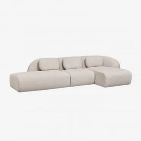 Sofá Modular Chaise Longue Direito De 3 Peças Com Divã Esquerdo Em Chenille Coquette Chenille Bege Creme - Sklum