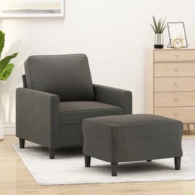 vidaXL Poltrona com apoio de pés 60 cm veludo cinzento-escuro