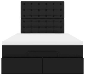 Estrutura de cama otomana com colchão 120x200 cm preta