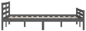 Estrutura de cama 140x190 cm madeira maciça cinzento