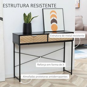 Mesa Consola 100x30x75cm Mesa de Entrada Moderno com 2 Gavetas de Arma