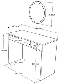 Mesa de Maquilhagem ON18 – Nogueira – 100x75x44,5 cm