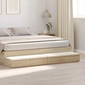 vidaXL Gavetas de Cama Carvalho Sonoma 200x36,5x16,5 cm Madeira Revestida